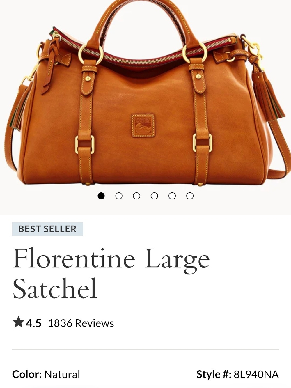 Dooney & Bourke Natural Tan Florentine Satchel with Gold Hardware